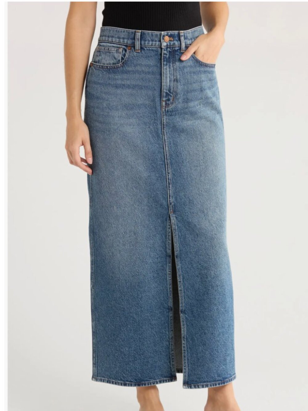 NWT Madewell Denim Maxi Skirt 30, LOMBARD WASH